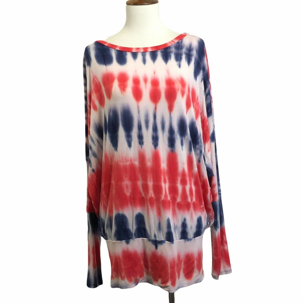Frumos Tee Tie Dye Dolman Sleeve Stretch Tunic Large